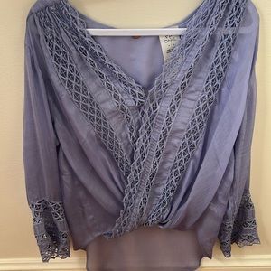NWOT Free People One Crossover Beaded Blouse Sz M